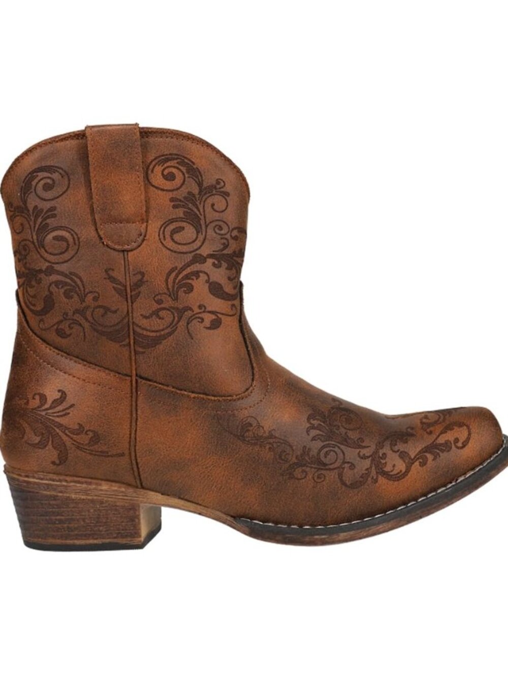 Womens Short Stuff Embroidery Snip Toe Casual Boots Ankle Low Heel 1-2"